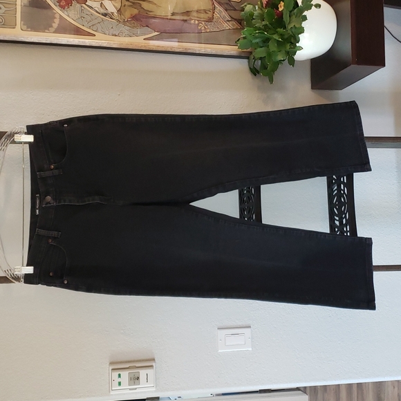Lee Denim - photo-Lee Relaxed Fit Jeans Black Denim Pants Straight Leg Bottoms Petite 12P